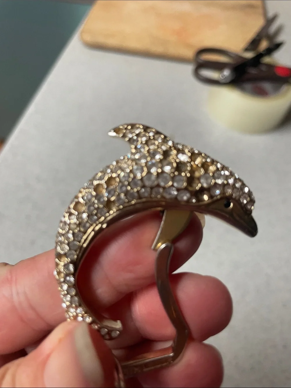 Judith leiber Crystal Dolphin Key fob in Gold